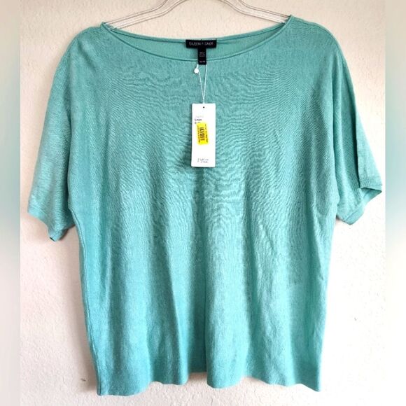 NEW EILEEN FISHER- Calypso Bateau Neck Linen Blend Knit Top XS/TP - Picture 1 of 4